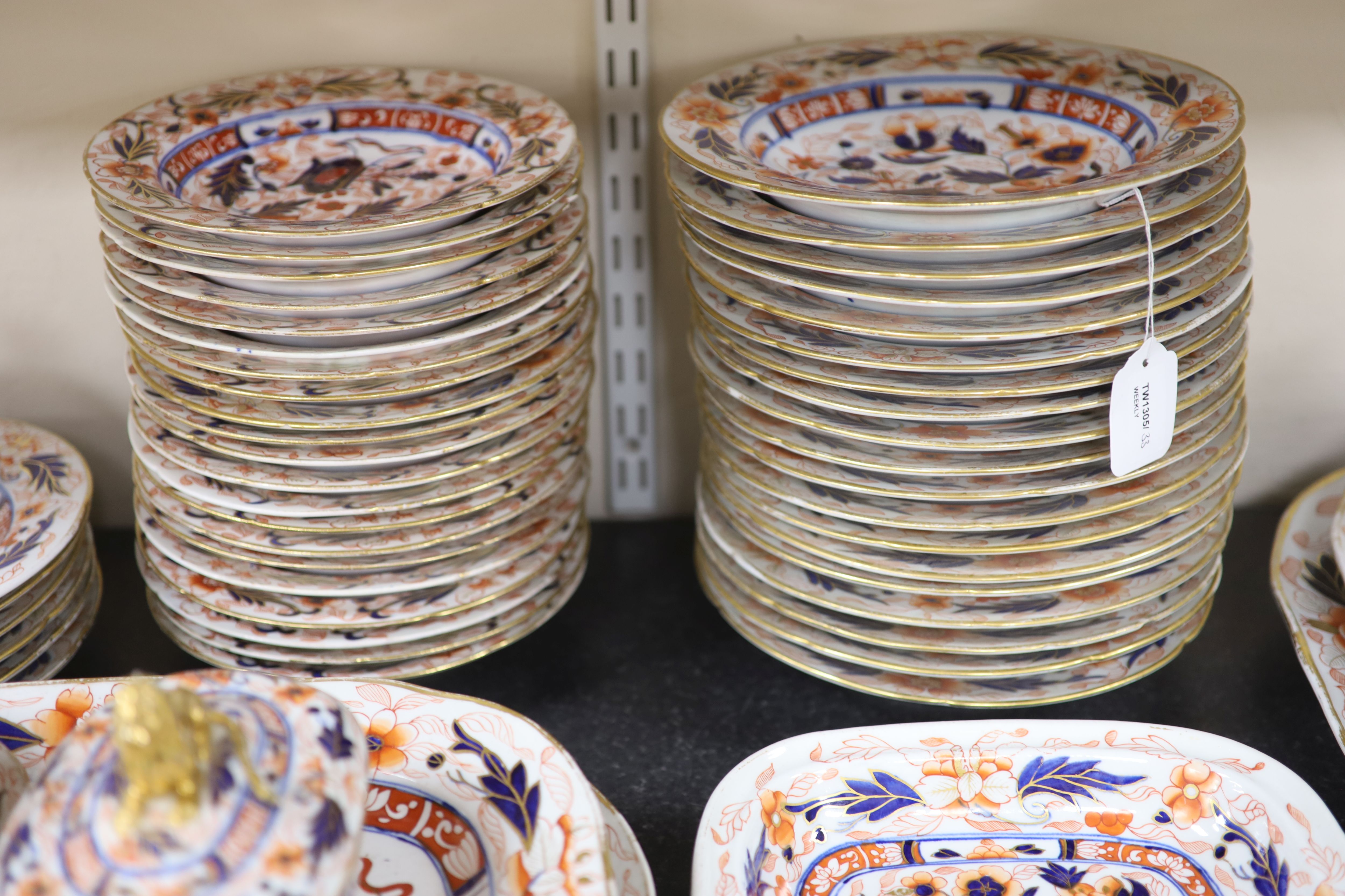 An extensive Coalport Imari pattern dinner service, c.1820,